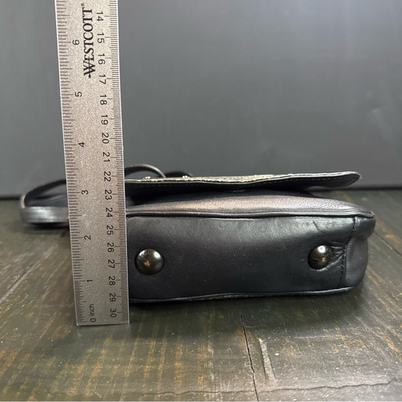 Rag & Bone Pilot Textured Leather Crossbody Black/Iron Mini Messenger Bag - Picture 14 of 16